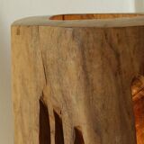 Vintage Openwork Brutalist Wooden Lamp