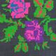 Tapis roumain tissé à la main, fond noir avec de grandes roses