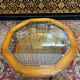 Table arrondie en bois et verre
