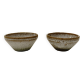 Pair of vintage stoneware bowls – Signed OL / VN (Vallée Noire)