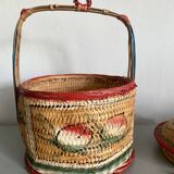 Straw basket, painted decoration, Indonesia