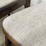 Set of 6 wooden and gray fabric chairs