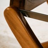 Fauteuil en hêtre avec revêtement en cuir