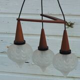 Boomerang Cascade Pendant Chandelier in Teak and Glass from Philips, 1950s