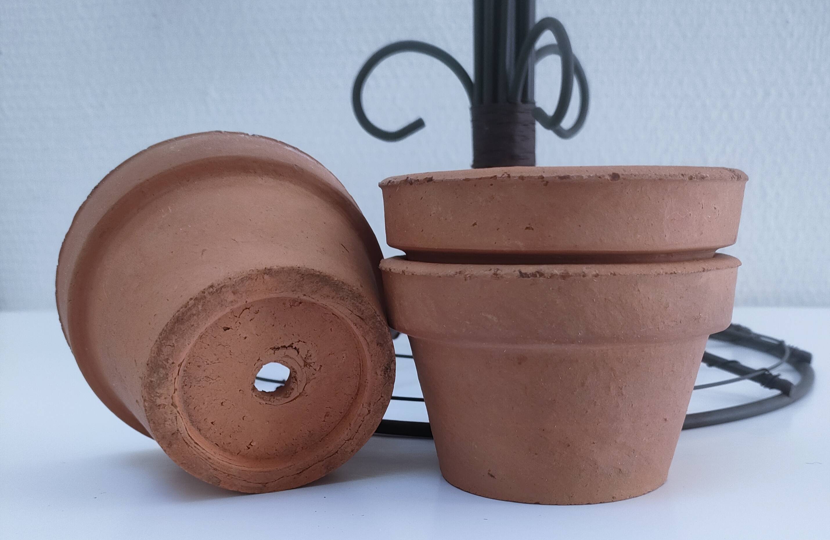 Vintage seven-light terracotta metal candlestick