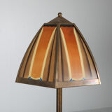 Lampe art déco en bronze et verre coloré, Pays-Bas - années 1920