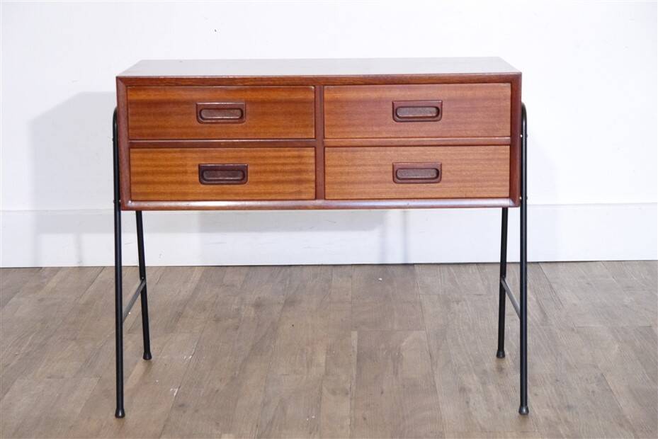 Scandinavian vintage console in teak and metal 1960