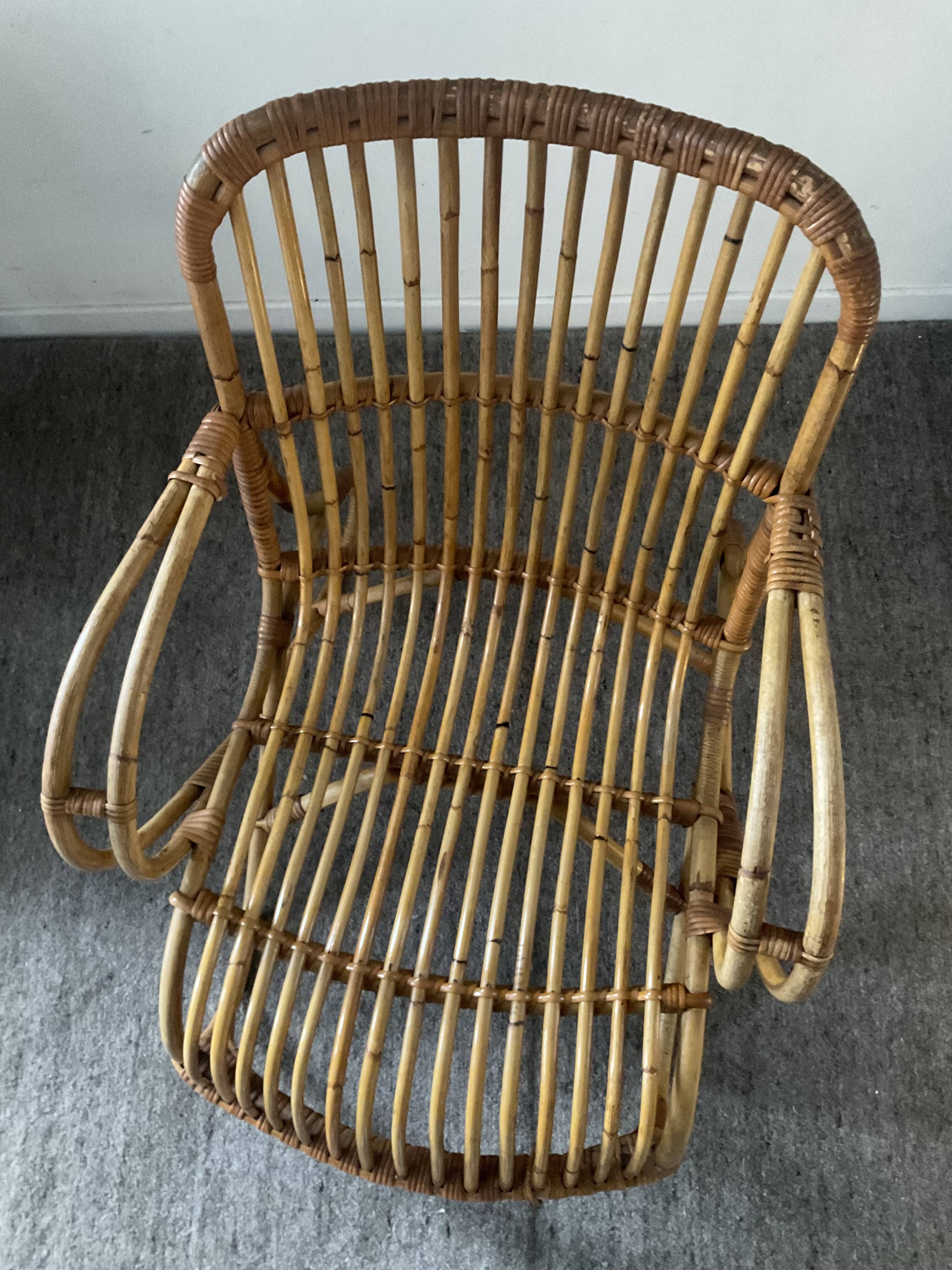 1970s rattan children's armchair