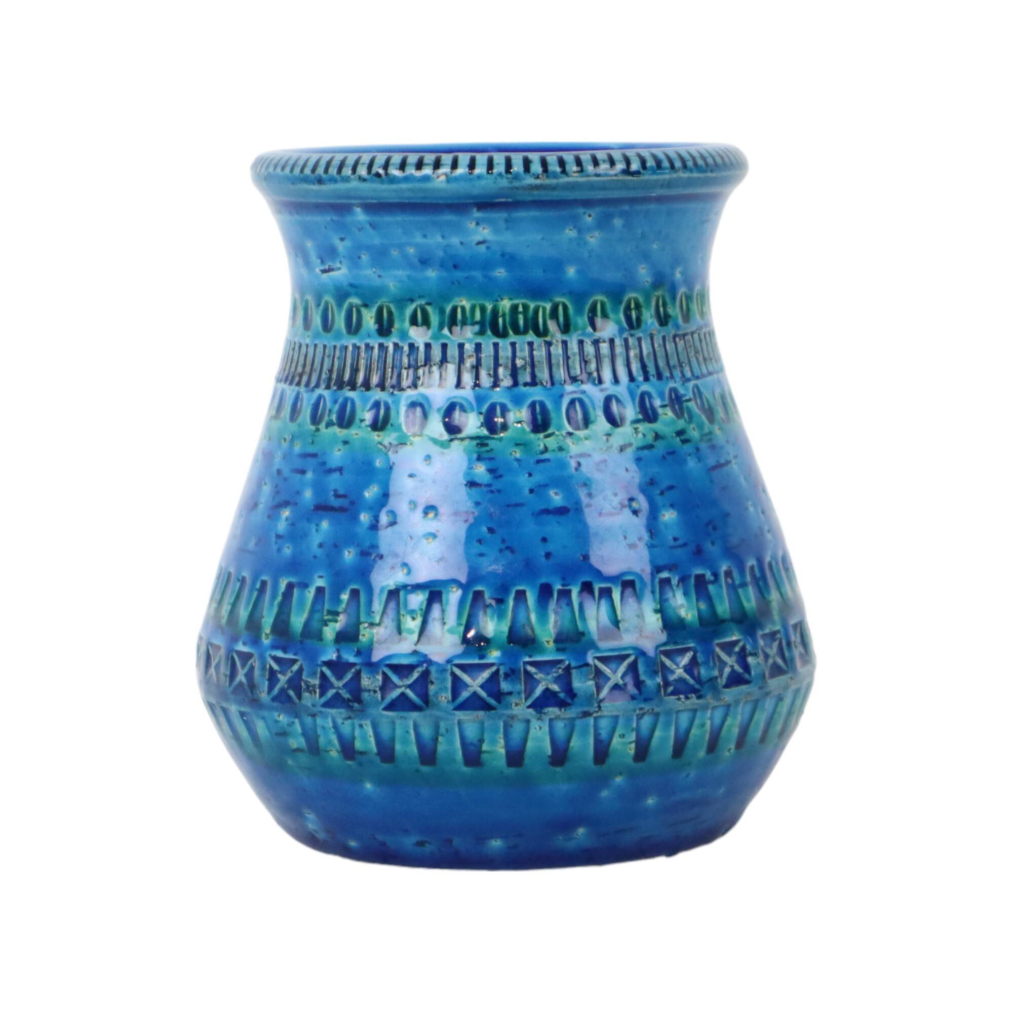 Vintage Blue Bitossi Vase Rimini Blue Aldo Londi Design Sixties