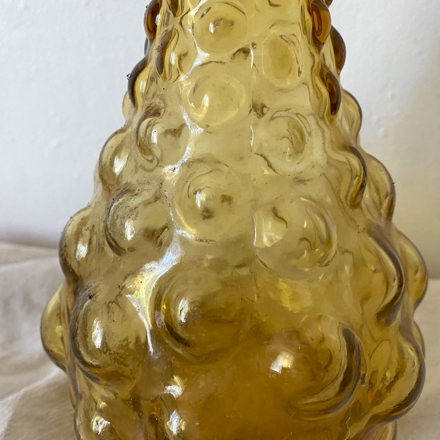 Carafe italienne Empoli verre ambre bulles , 1970