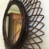 Sun mirror in rattan 44x44cm