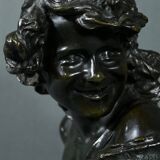 Bronze “Laughing Child”, signed A.Injalbert – Late 19th century