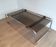 Table basse en chrome, cuir et verre fumé
