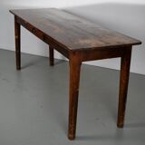 Table d'appoint ou bureau vintage en pin rustique français, années 1950