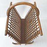 Vintage bamboo & rattan magazine rack 1960