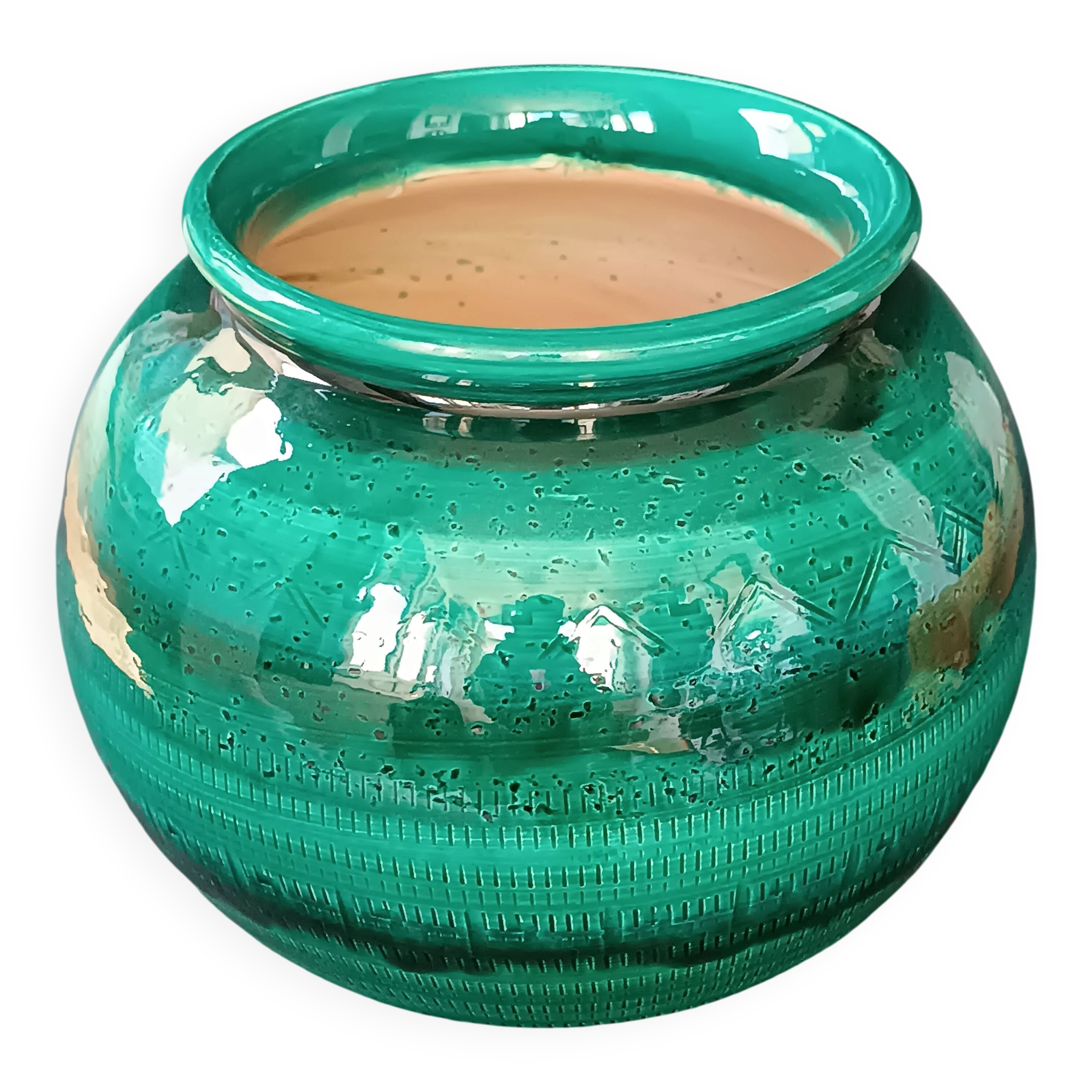 Round ceramic planter Rimini Bright Green Aldo Londi Bitossi 1970