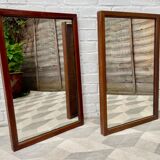 Vintage Rectangular Wall Mirror Teak Frame