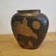 small vase in chiseled brass Japanese decoration