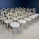 Set of 24 bistro chairs Thonet light curved wood & Skai GO IN Germany