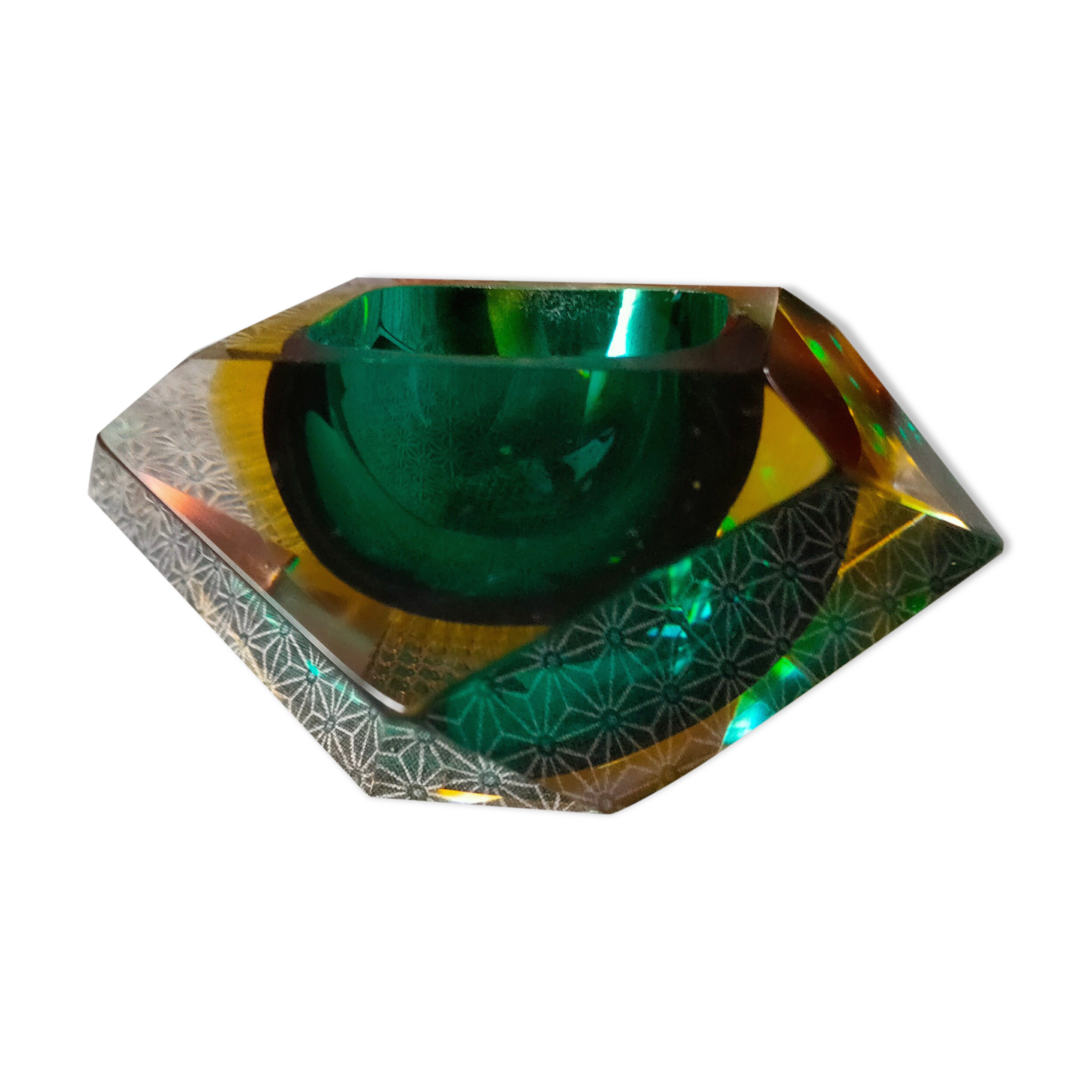 Gglass ashtray Murano glass and yellow