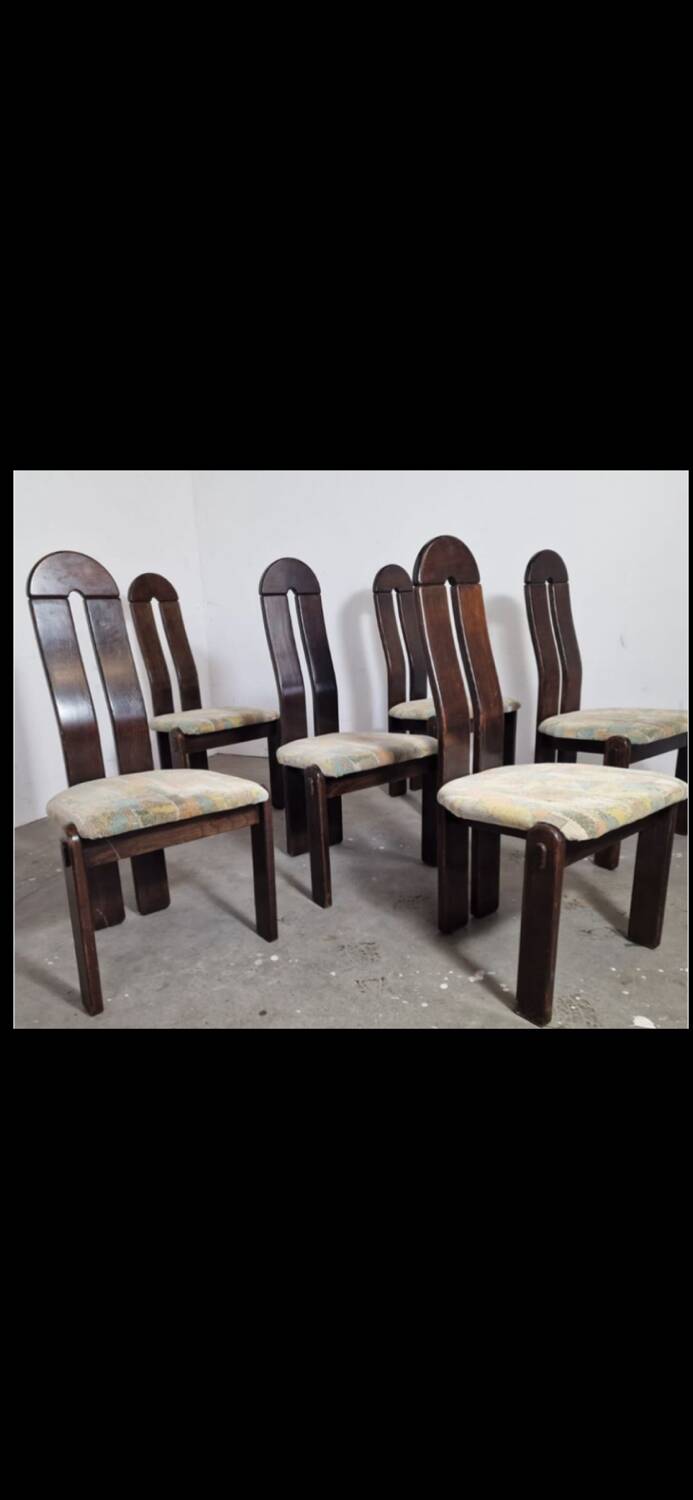 Brutalist Post Modern Dutch Organic Curvy Dining Chairs, 1980s, Set of 6