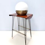 Vintage tv stand/ side table with an ebonized beech top and an iron frame, italy