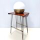 Vintage tv stand/ side table with an ebonized beech top and an iron frame, italy