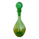 Biot carafe in green bubble glass