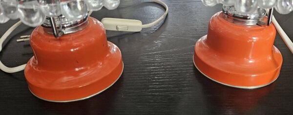 Paire de Lampes Champignon Orange Vintage 70's