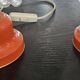Paire de Lampes Champignon Orange Vintage 70's