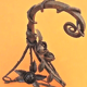 Art nouveau era wrought iron lamp tripod foot, decor foliage and roses