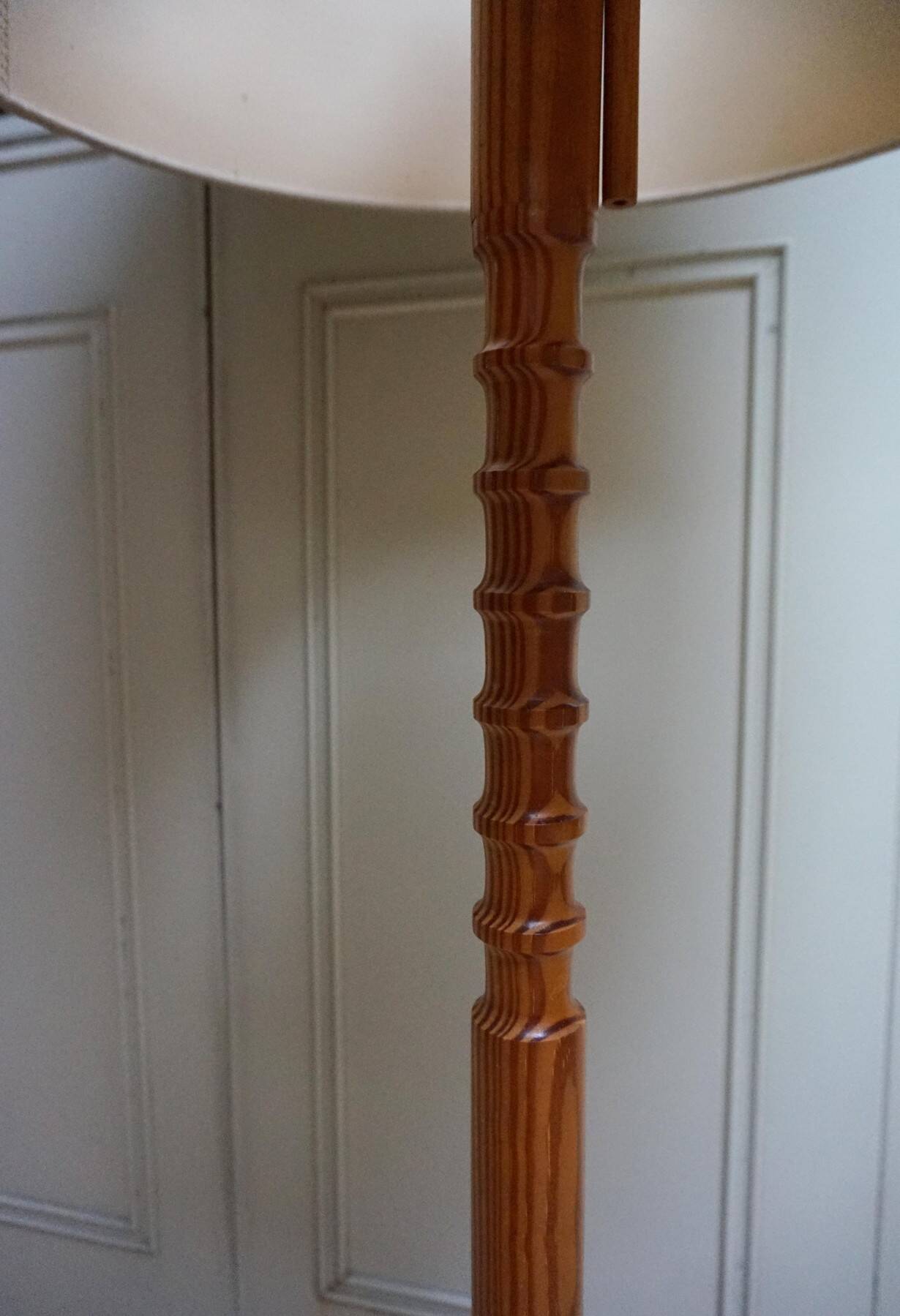 Mid-Century Scandinavian Pine Floor Lamp by Temde, 1960s