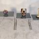 Set of 3 vintage nesting tables in chrome and smoked glass, Roche Bobois style.