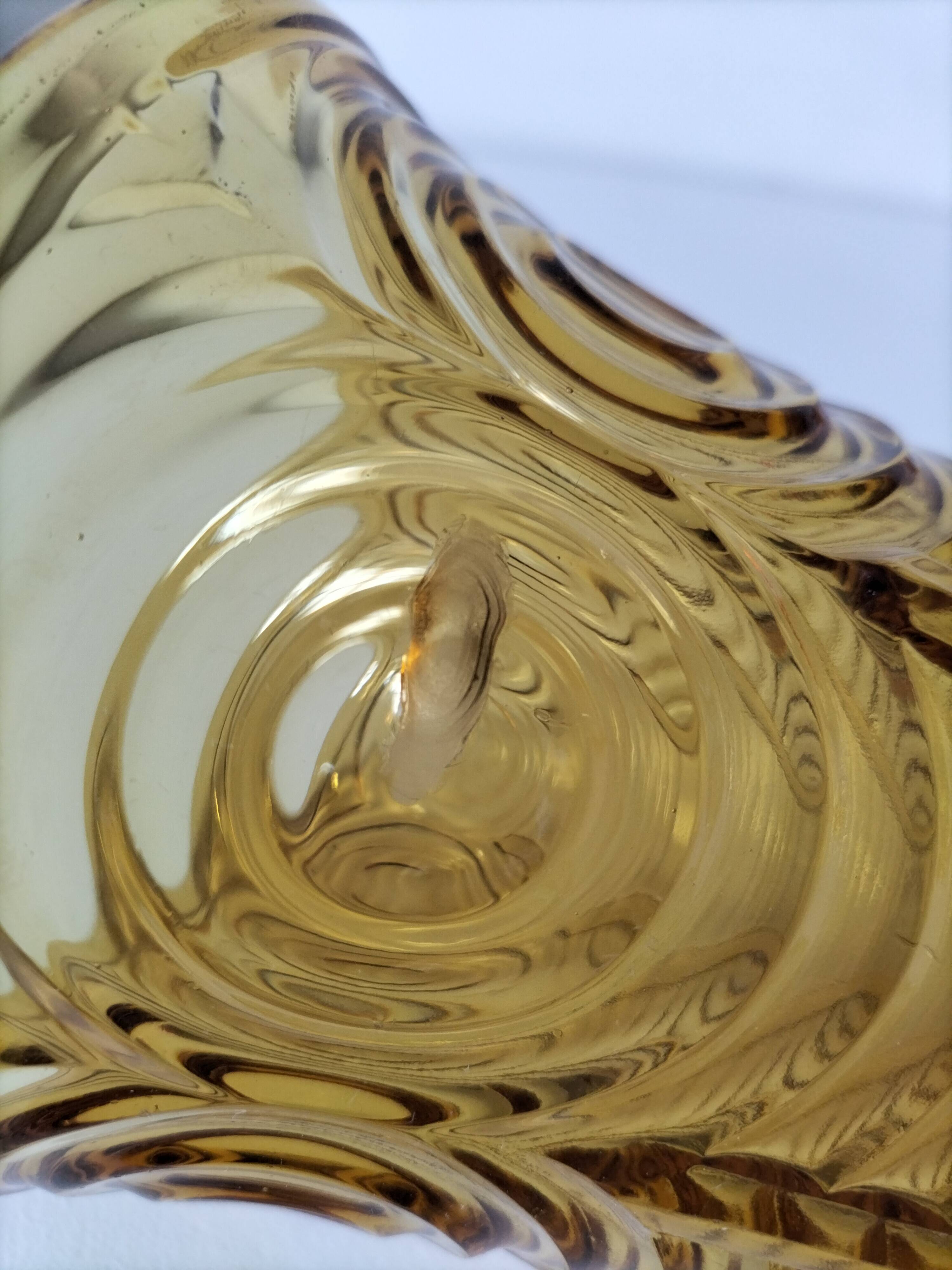 Art Deco vase in molded pressed glass, amber color