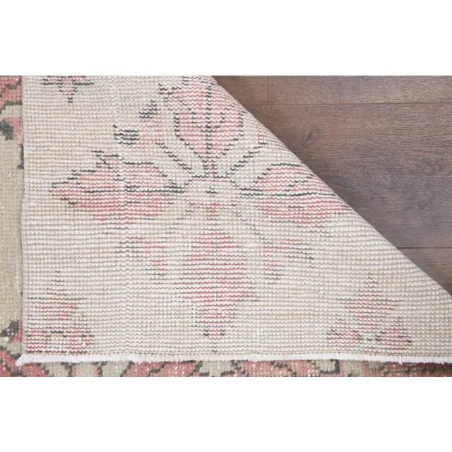 1970s Turkish Oushak Handmade Wool Cotton Beige Area Rug 134x211