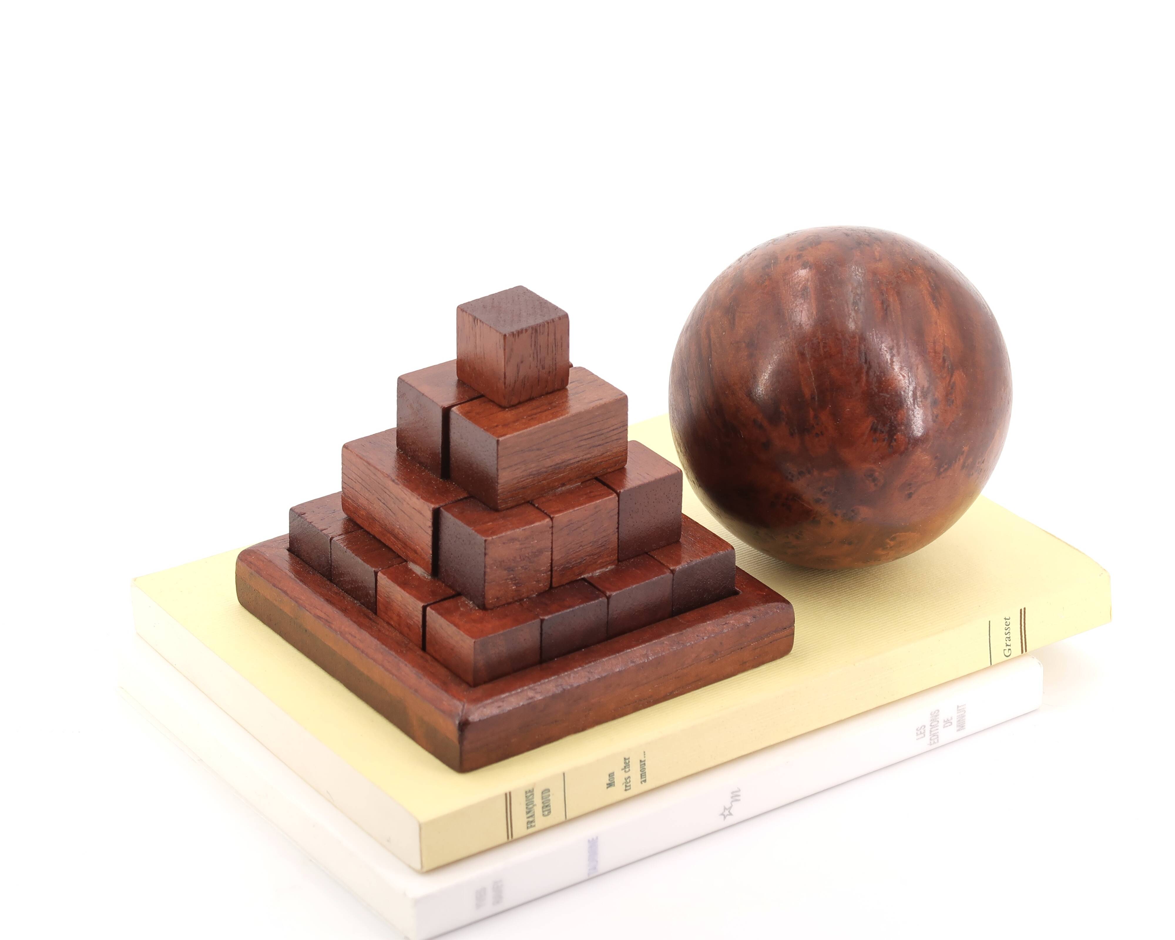 Wooden pyramid paperweight, 1970s