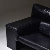 Black Leather Italian design Cini Boeri 'Brigadier' loveseats for Knoll - 1980s