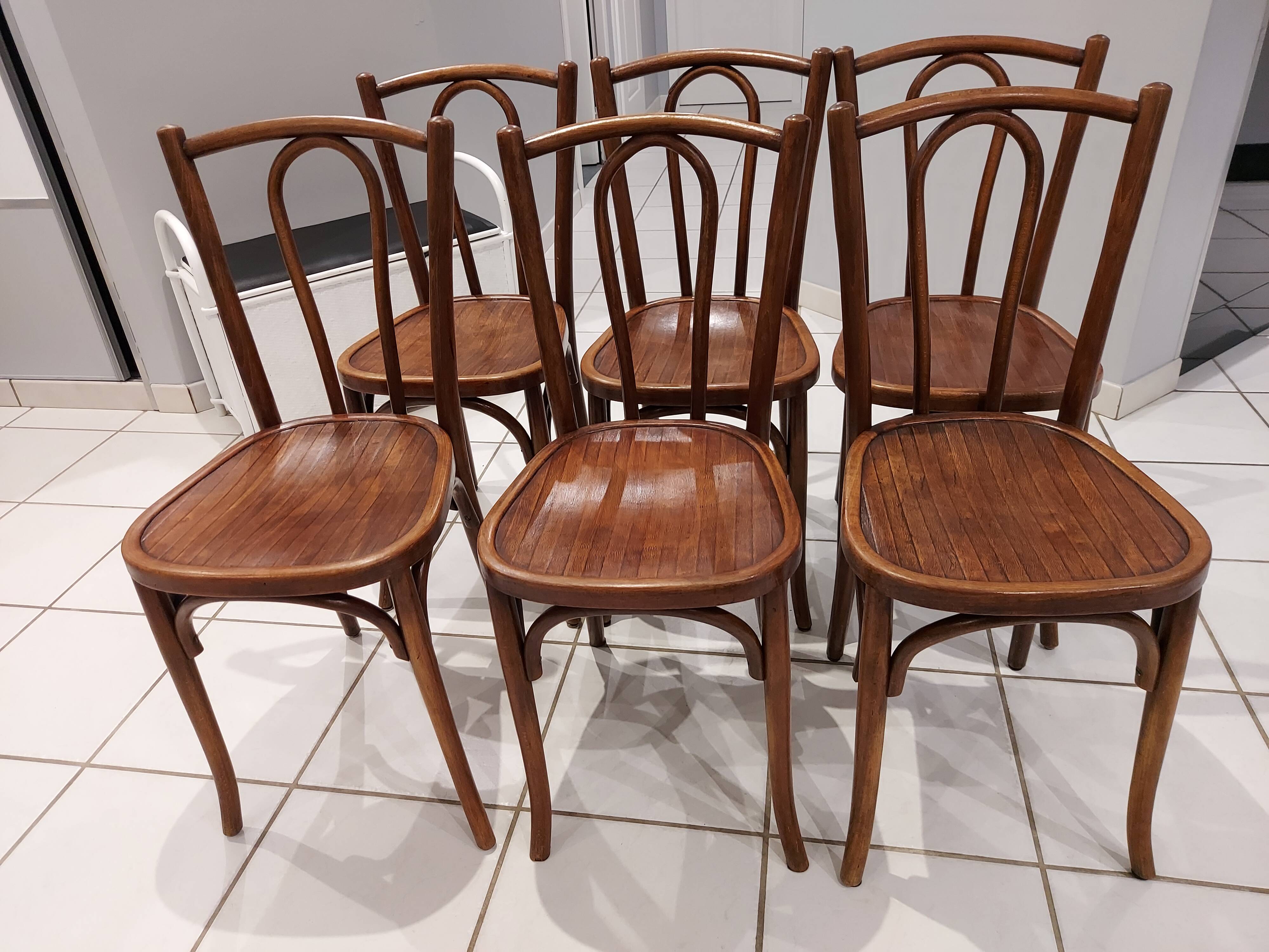 Suite of 6 vintage bistrot chairs 1930s