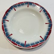 8 hollow plates ceranord st amand boulingrin pink and blue -vintage-kitchen-retro
