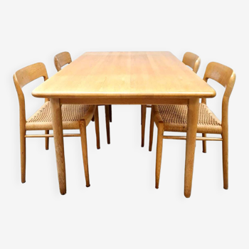Ensemble de salle à manger vintage danois, table et chaises Møller