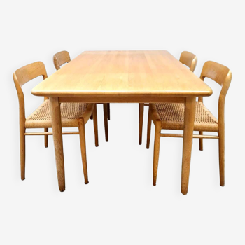 Vintage Danish dining set table chairs Møller