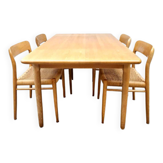 Vintage Danish dining set table chairs Møller