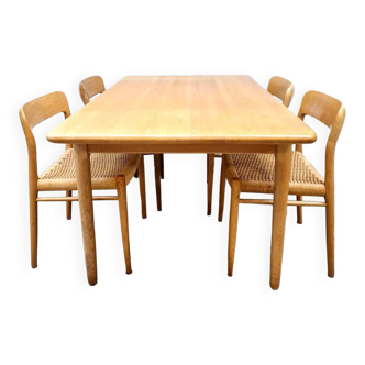 Ensemble de salle à manger vintage danois, table et chaises Møller