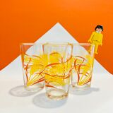4 glasses orange and yellow wheat pattern