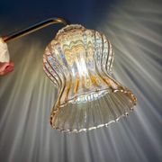 Vintage tulip angled wall light in amber glass
