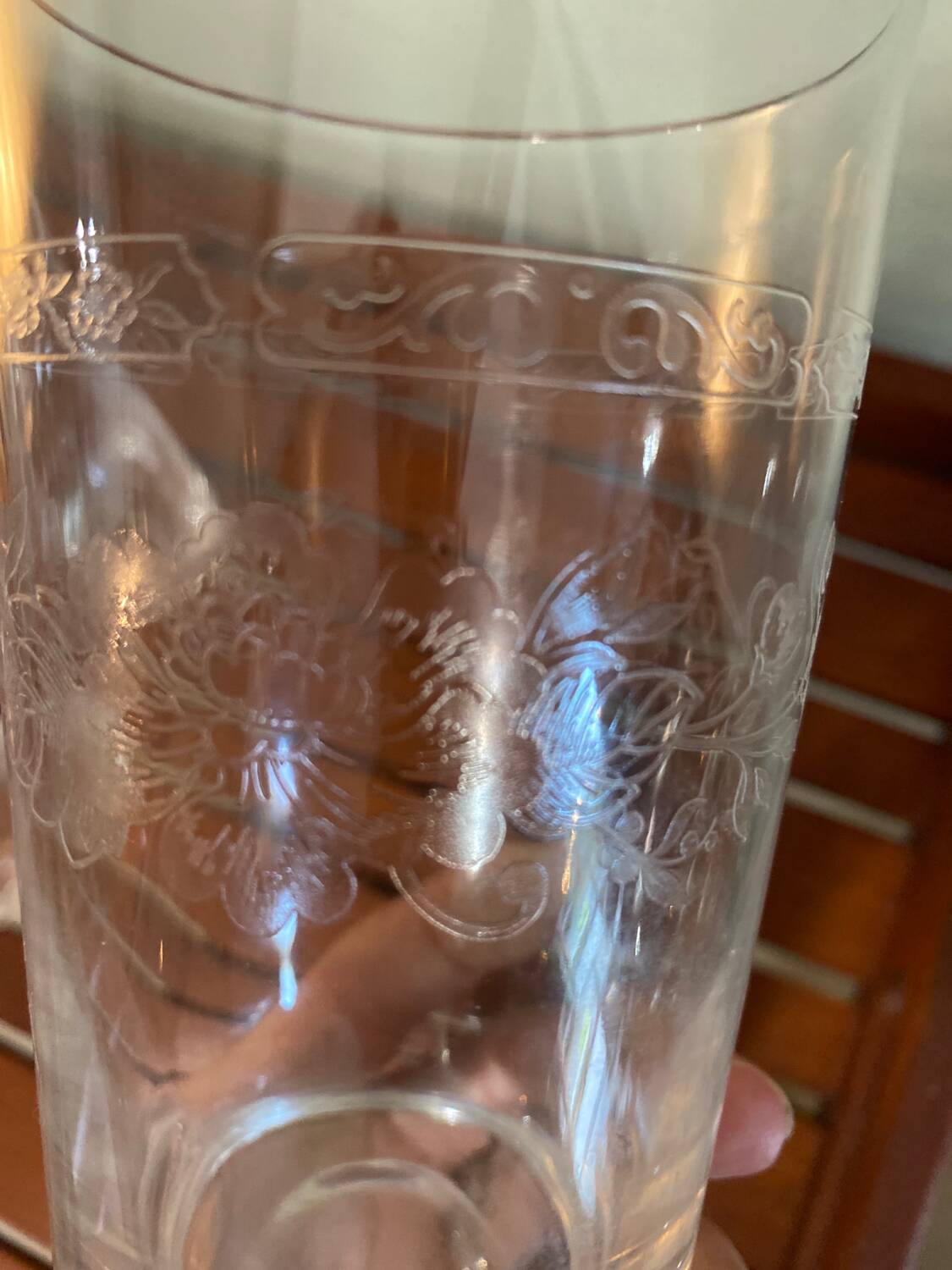 5 large engraved glasses
