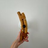 Rattan and opaline wall light