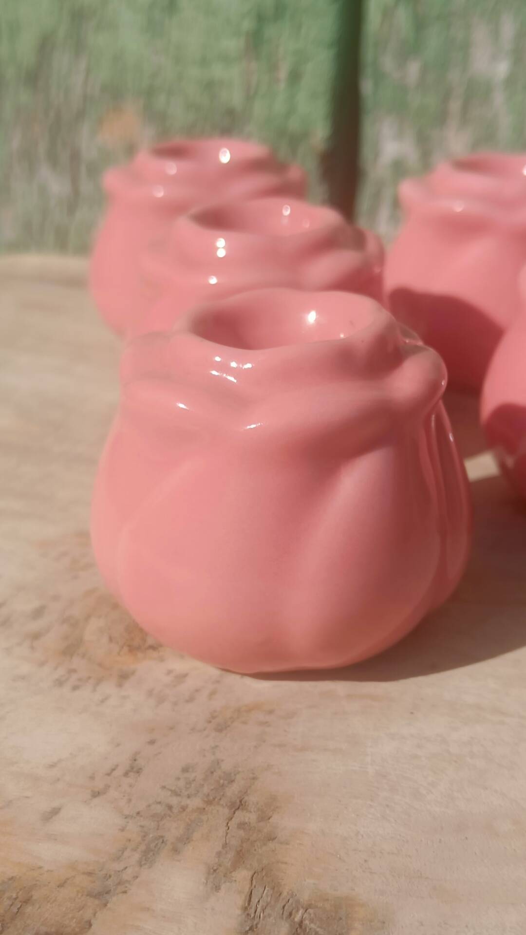 Rose button candle holders set of 6