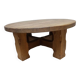 Brutalist Wabi-Sabi Design Handcrafted Round Oak Coffee Table, Netherlands 1960's