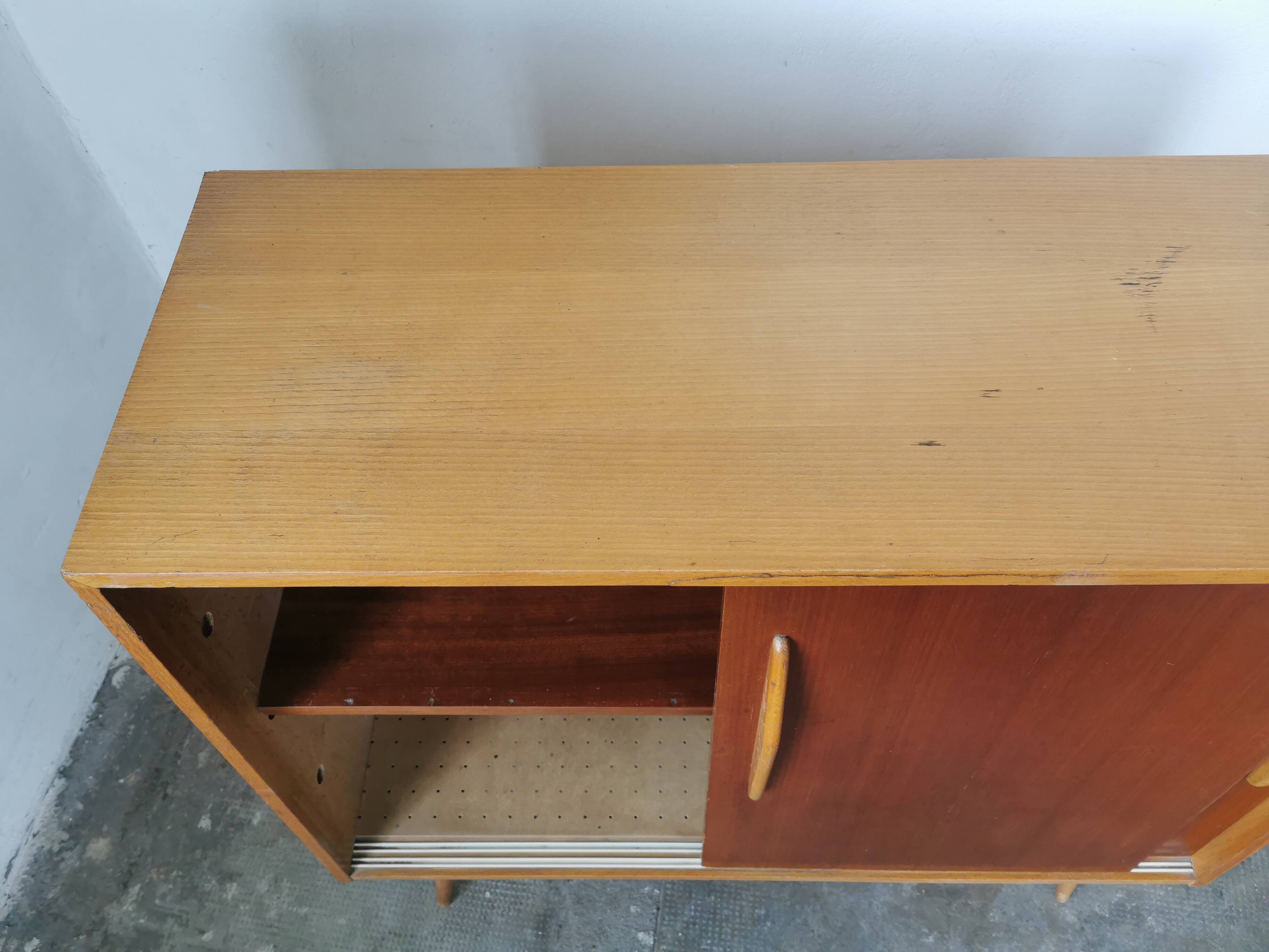 Mid-century design sliding door sideboard